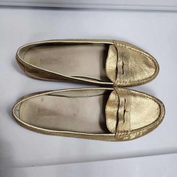 Michael Kors Size 9 Gold Shimmer Loafer Slippers - Picture 4 of 8